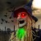 6FT Halloween Standing Scarecrow, Life-Size Animated Ghost Decor with Light-up Eyes, Spooky Sound, Moving Arms & Head, Sound Activated Haunted House Props for Halloween Party Decorations